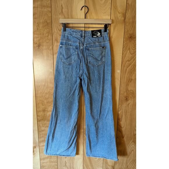 Only Jeans Y2K Wide Leg Flare Asymmetric Double Waistband Medium Wash 26 - Picture 2 of 7